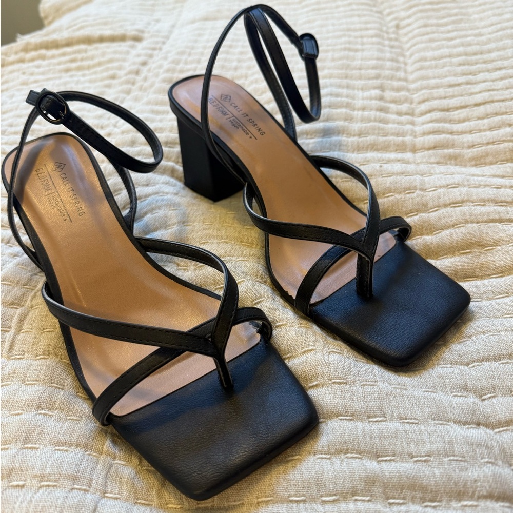 Call It Spring Black Strappy Heels